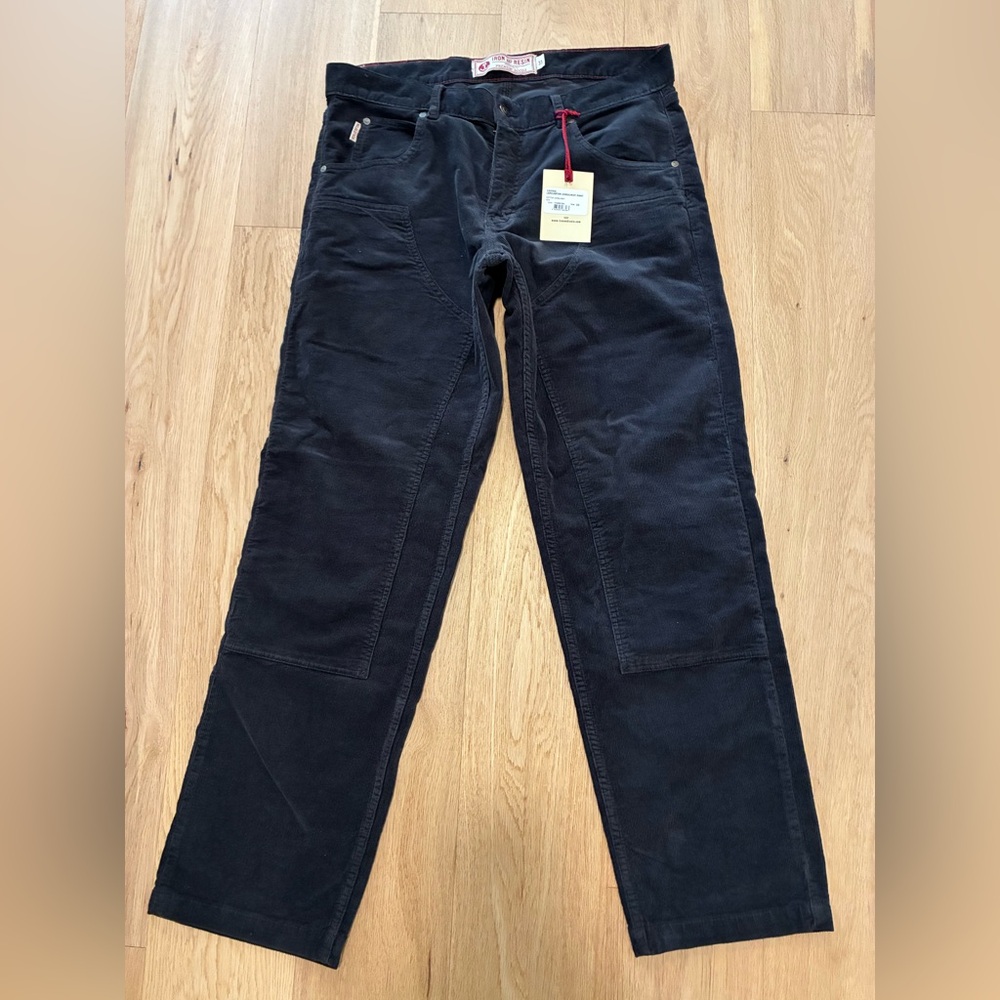 IRON & RESIN - Lancaster Double Knee Corduroy Pant in Charcoal (Size 33) NWT